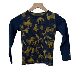 Smartwool Base Layer Top S Navy Yellow Camo Merino 250 Long Sleeve Crew Neck